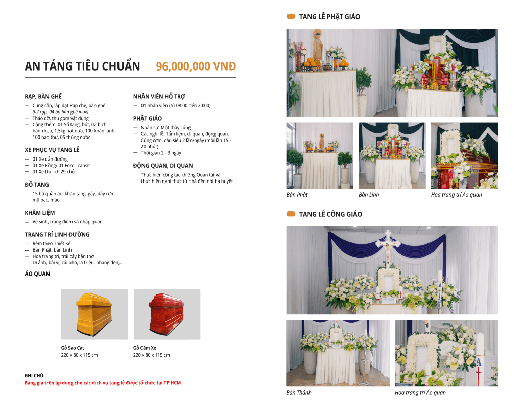dịch vụ an táng gói tiêu chuẩn