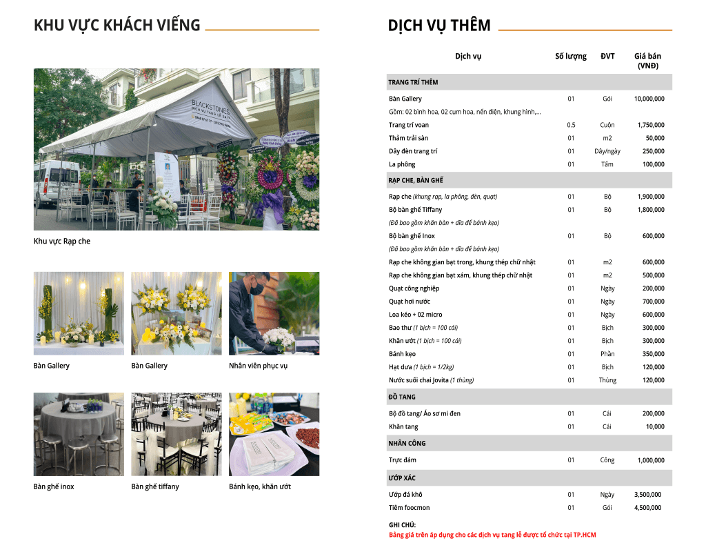 khu vực khách viếng tang lễ